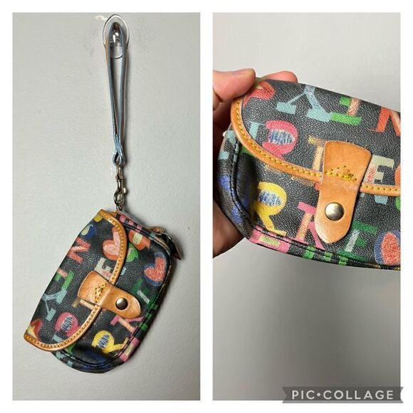 Dooney & Bourke vintage multicolored monogram wristlet wallet - Picture 1 of 14